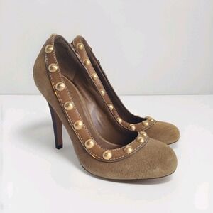 TORY BURCH Brown Grommet Studded Embellished Heeled Pump Shoes‎ Women's Size 7M
